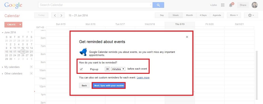 Google Calendar Reminder Events